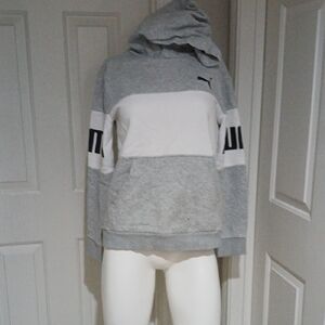 Puma Children's Hoodie Sweatshirt in Gray and White size L